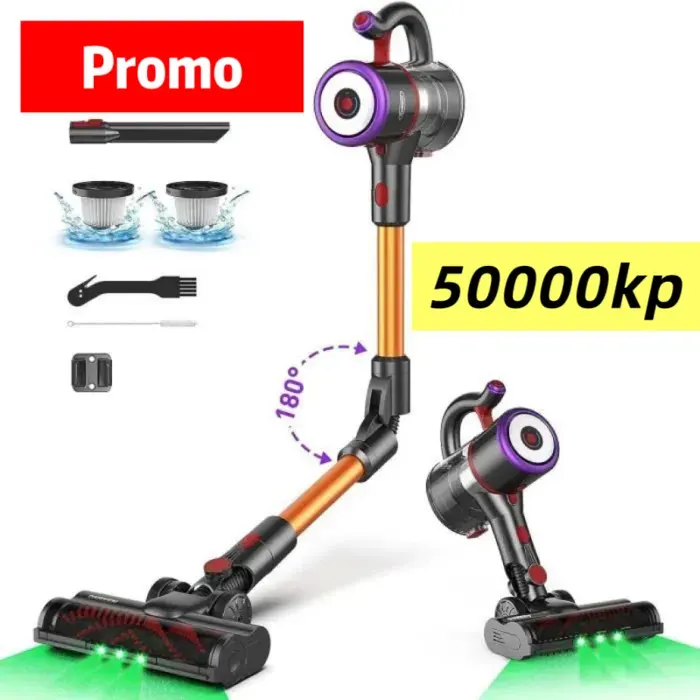 Aspirateur Balai Sans Fil Puissant - 550W/45Kpa/1.5L/Autonomie 53min - Filtration 5 Étapes - 8 en 1 - LED - vert ASPIRATEUR BALAI