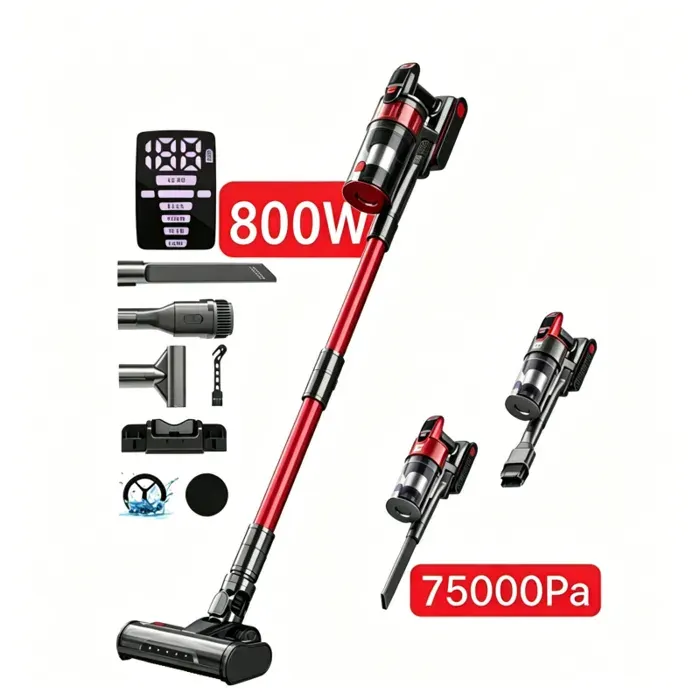 Aspirateur Balai Sans Fil Puissant - 800W/75KPA -Autonomie 70min - LED- Filtration 7 Étapes - 10 en 1 - 2L- ASPIRATEUR BALAI