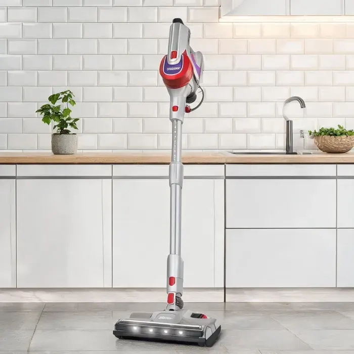 Aspirateur balai sans fil red-toned moteur 260 W écran LED filtration HEPA batterie amovible