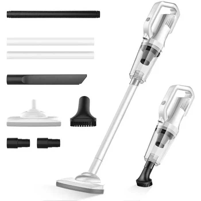 Aspirateur balai sans fil sans sac 12 000 Pa avec éclairage avant LED batterie 6 000 mAh YYV