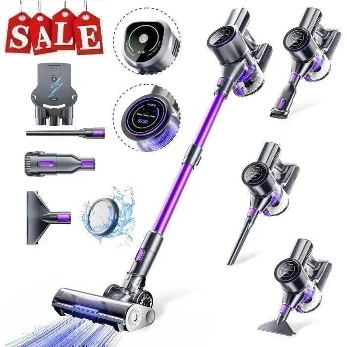 Aspirateur Balai Sans Fil - SMARTAI - 8 en 1 - 68000Pa - Autonomie 60 min - Batterie 8x3000mAh