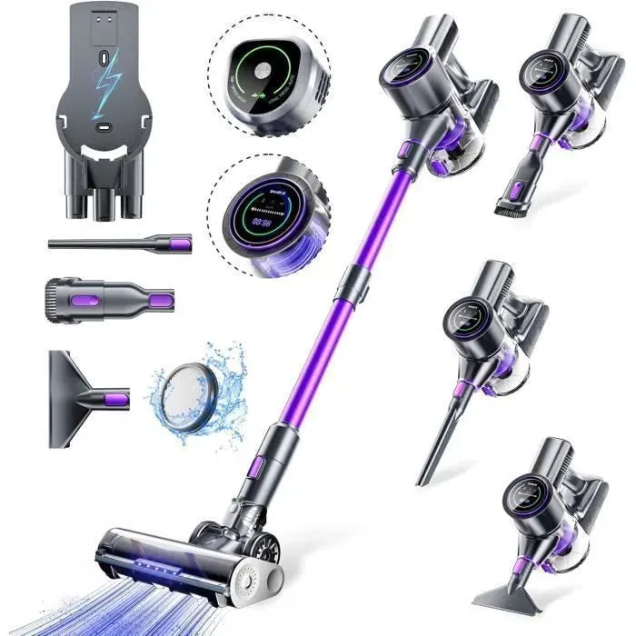 Aspirateur balai sans fil - SMARTAI - SmartAI P40 - 50KPa - Moteur sans balais 580W - Autonomie 65 min