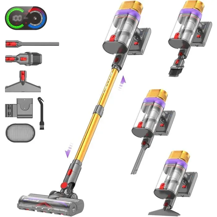 Aspirateur balai sans fil - SVATV - V15 Ultra - 600W - 58 000 Pa - 70 min dautonomie