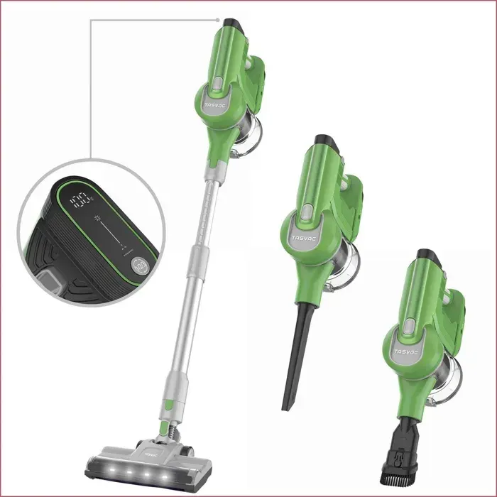 Aspirateur balai sans fil - TASVAC - LED Display Brosse douce – S8 – Vert