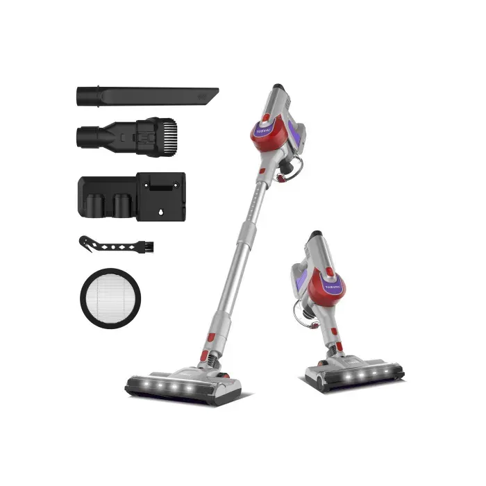 Aspirateur balai sans fil TASVAC S8 rouge 23Kpa LED batterie 50min brosse souple