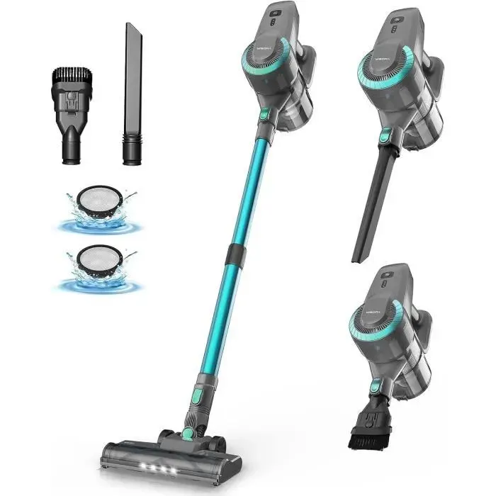 Aspirateur Balai sans fil YISORA N300 Vert 20Kpa 40 Mins dAutonomie 6-en-1 Aspirateur Léger pour Tapis Sols Durs Poils
