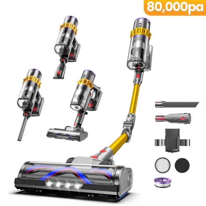 Aspirateur Balai Sans Fil - YOIMOIMO - 650W - 80000 Pa - 70 Min - Charge rapide sur le support - Vidange DUne Seule Main
