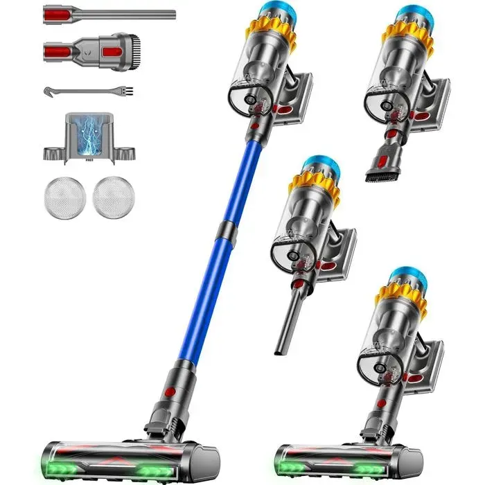Aspirateur Balai Sans Fil650W/55Kpa/70Min Aspirateur Sans Fil Puissant Autoportante/Super18L CupÉcran Led/Brosse Anti-Enchevêtr
