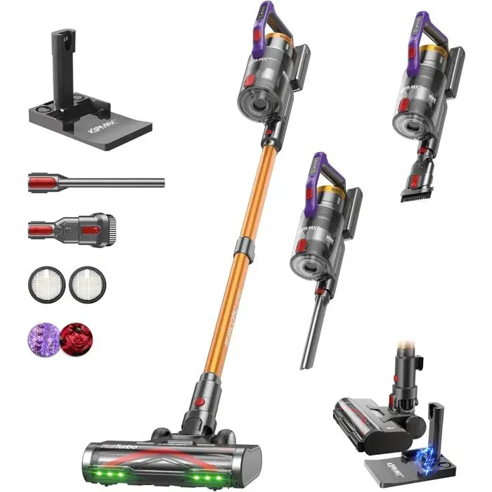 Aspirateur Balai Sans FilPour Sols DursTapisAnimaux Et Voiture550W/50Kpa/70Mins Aspirateur Sans Fil PuissantAvec Base De Char
