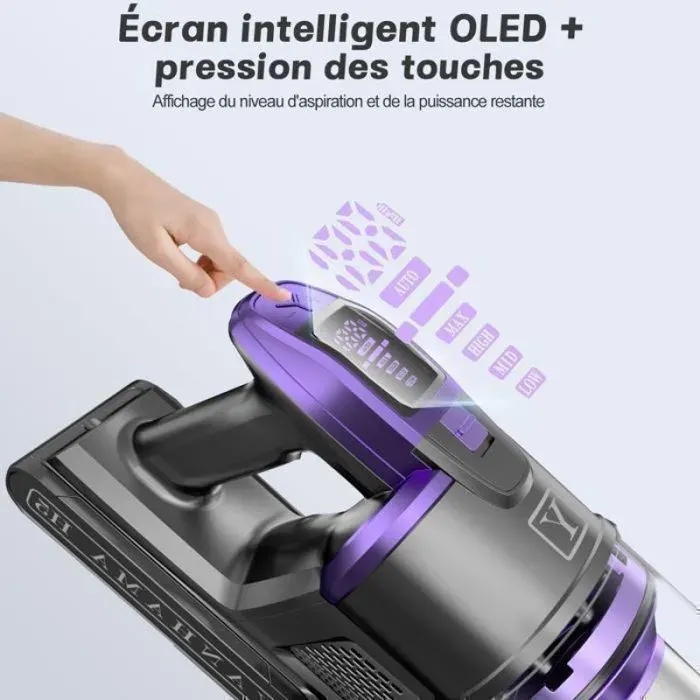 Aspirateur balaisansfil 700w -700W / 65000Pa - 70min Utilisation - 9*2900mAh + 15L Bac - 8 Modes de Nettoyage ASPIRATEUR BALAI