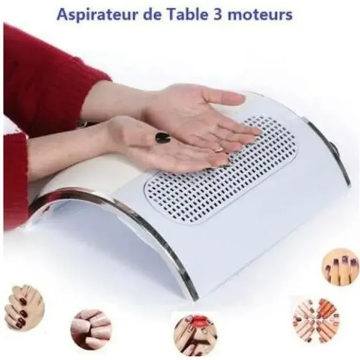Aspirateur collecteur de poussière pour ongles 3 moteurs avec 2 sacs