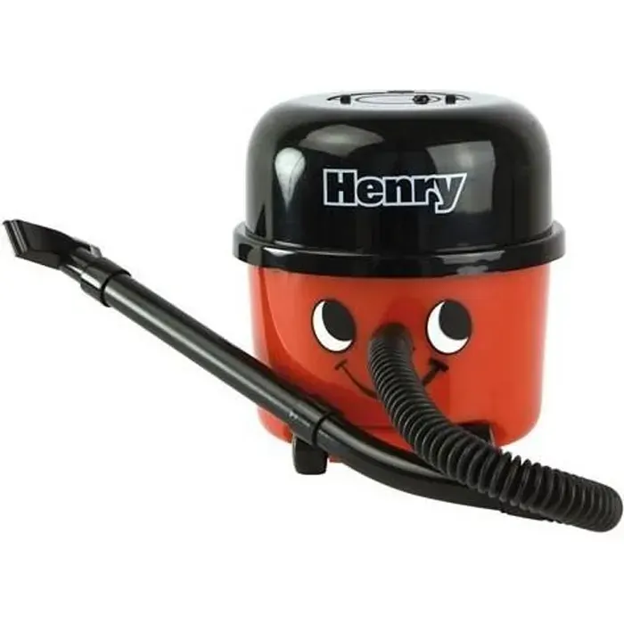 Aspirateur de Bureau - HENRY - Rouge - 4 roulettes - 2 embouts daspiration - Fonctionne avec 2 piles AA