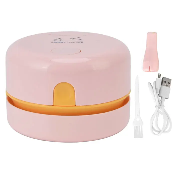Aspirateur de bureau mini-balai automatique USB batterie 18650 rechargeable (600 mAh) rose