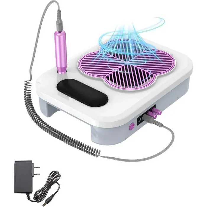Aspirateur De Poussière 3 En 1 Pour Ongles Avec Lime À Ongles Électrique Et Lampe À Ongles Uv Led : Aspirateur À Ongles Régla[F79]