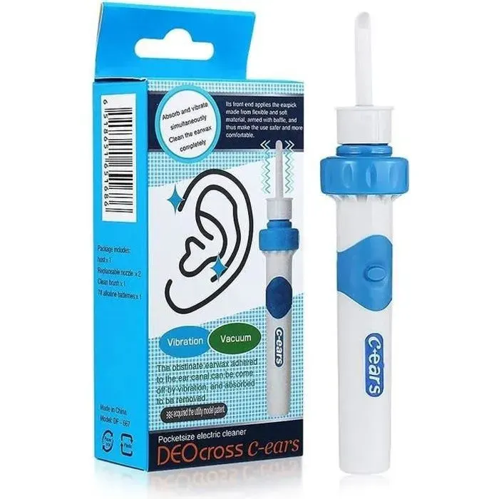 Aspirateur de retrait de cire doreille pour enfants et adultes kit de nettoyage doreille Outil bleu NETTOYEUR DOREILLES
