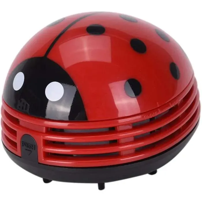 Aspirateur de table - JEDBESETZT - Label - Rouge (motif coccinelle) - Mini portatif - Piles