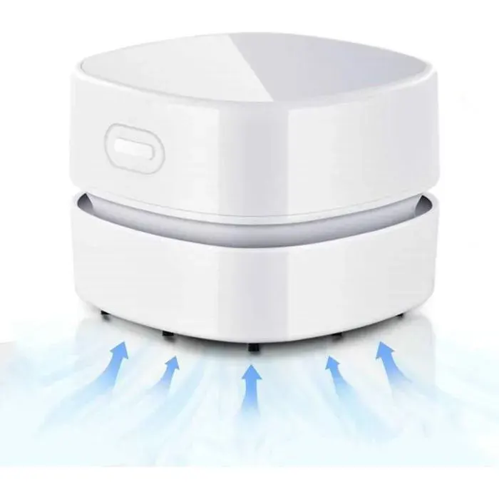 Aspirateur de table sans fil – Rotation 360° USB rechargeable silencieux – Bureau clavier – Blanc — coloris Blanche