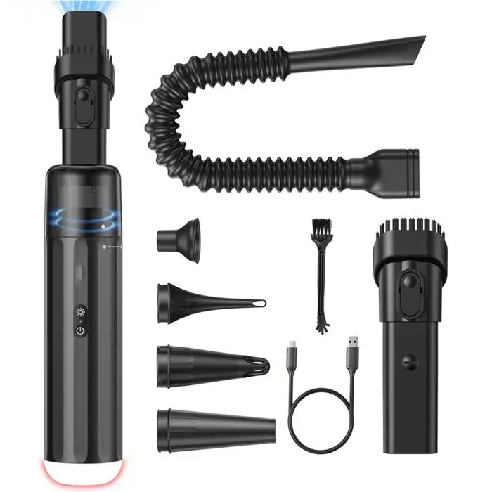Aspirateur de Voiture Puissant 13 000 PA Haute Puissance Sans Fil Rechargeable à Main Mini Aspirateur avec Lumière LED