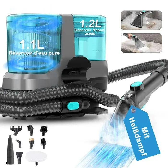 Aspirateur eau et poussière pour tapis aspiration 4 en 1 avec fonction chauffante fonction de désinfection affichage LED