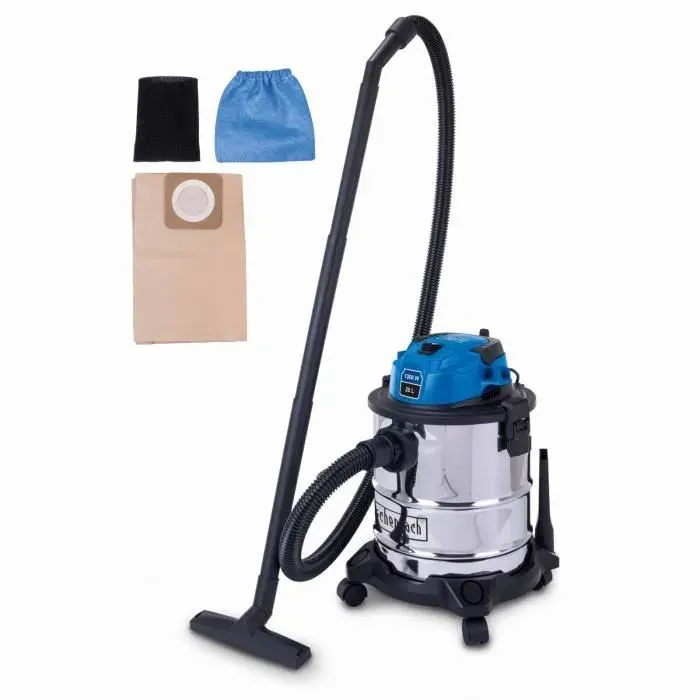 Aspirateur eau et poussière VC20 - 1300 W - Cuve acier inoxydable 20L - SCHEPPACH