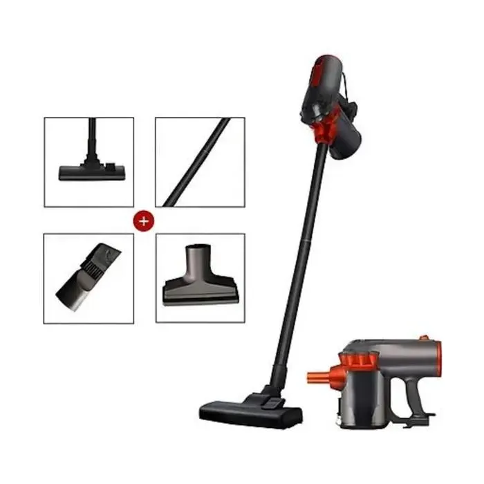 Aspirateur filaire 600W 18 kPa portable 3 brosses double filtration câble de 5 mètres noir