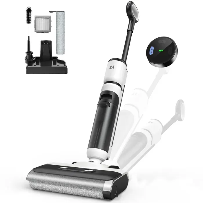 Aspirateur Laveur Sans Fil-23000PaAutonomie 75minAuto-Nettoyage Anti-Enchevêtrement Écran OLEDpour Sols Durs-Blanc
