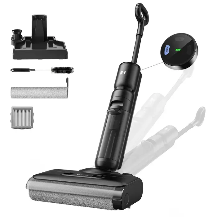 Aspirateur Laveur Sans Fil- 23000PaAutonomie 75minAuto-Nettoyage Anti-Enchevêtrement Écran OLEDpour Sols Durs-Noir