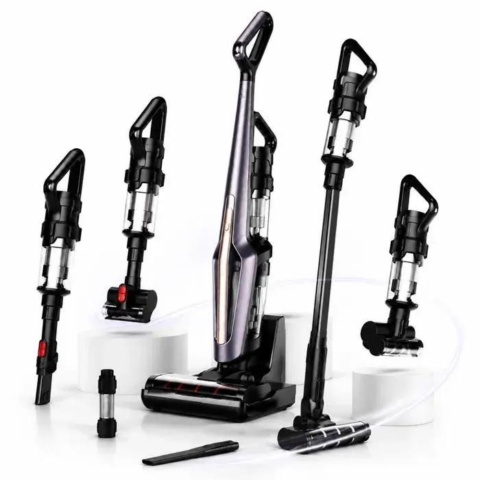 Aspirateur Laveur sans Fil 5‑en‑1 – 25kPa – Lavage80°C Auto‑nett. – Pulv.HP – Séch.100°C – à plat 180°