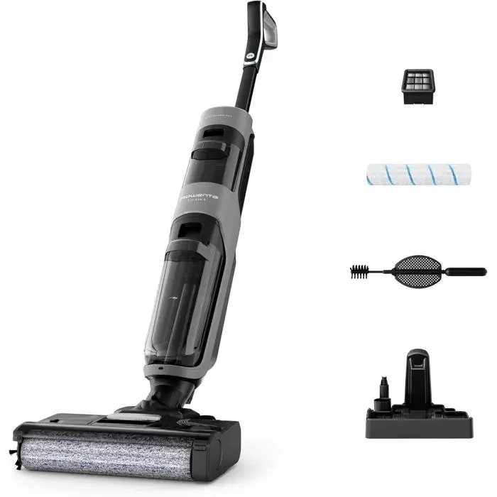 Aspirateur laveur sans fil gris - Rowenta - X-Clean 4 - Autonomie jusqu’à 50 min - Capacité 11 l - Poids 54 kg