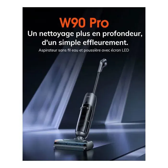 Aspirateur Laveur Sans Fil ILIFE W90 Pro – 7000 Pa Aspiration Eau et Poussière Auto-Nettoyage Double Réservoir Écran LED