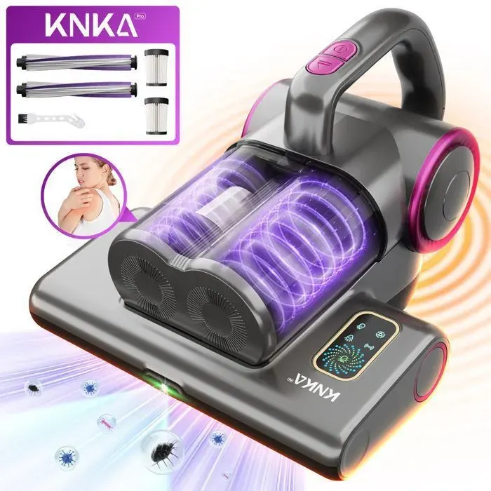 Aspirateur Matelas Anti-Acariens KNKA 16KPa - 500W - Nettoyage à 65° - Lumière UV-C - HEPA - Élimine 999% des Allergènes - 05 L