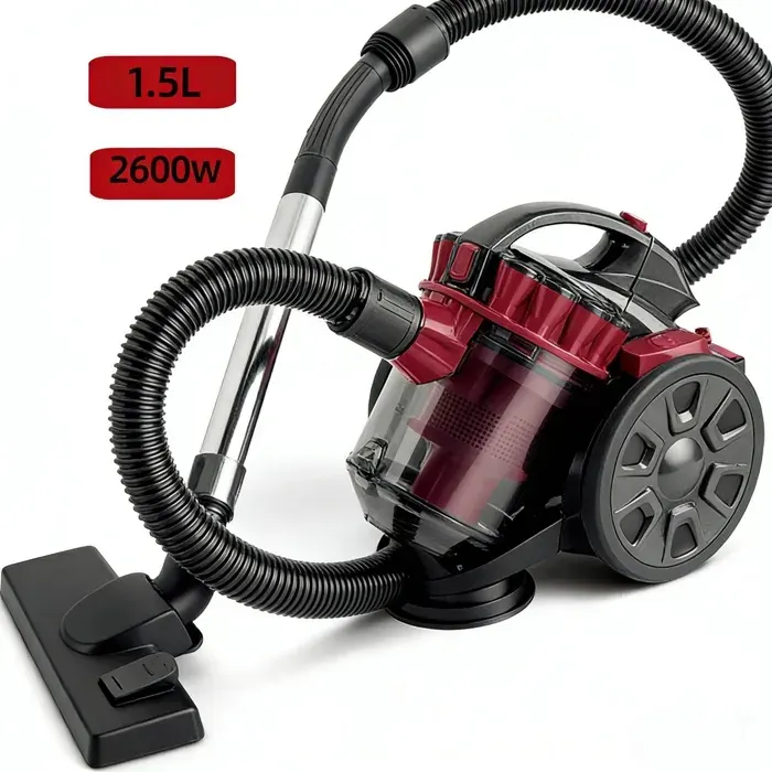 Aspirateur Multifonctionnel 2600 W - vertical - Câble de 5 m - 15 L - Convient aux sols durs et moquettes - Avec sac - Rouge