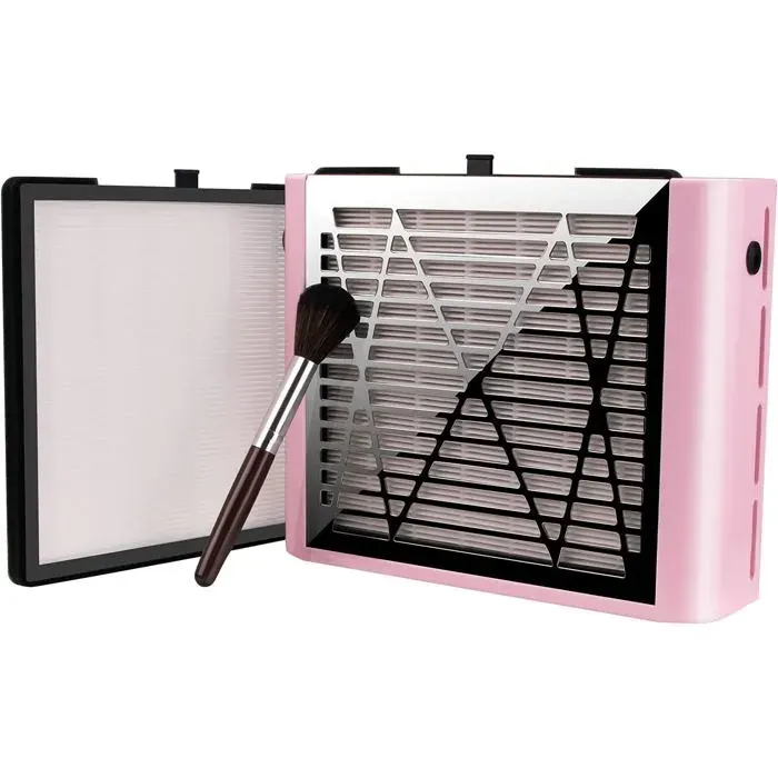 Aspirateur Ongle BRANTMAKER 60W Professionnel avec Brosse et 2 Filtres Réutilisables (Rose)