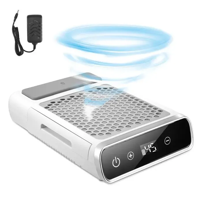 Aspirateur Ongles Manucure Professionnelle 80W Aspirateur à Ongles Sans Fil Électrique Vitesse réglable et forte Aspirateur