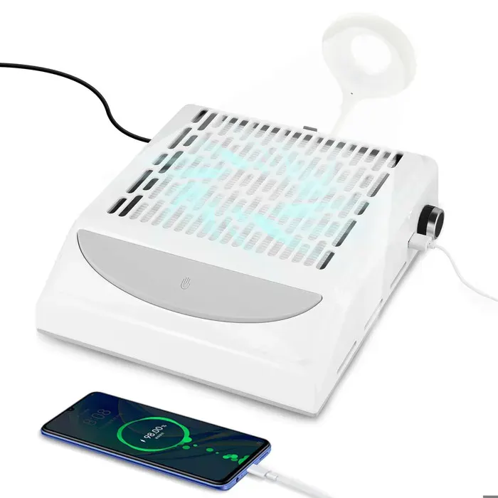 Aspirateur Ongles Professionnel 100W - avec USB/LED/Aspiration Réglable/Filtre Réutilisable/pour Manucure-Polissage
