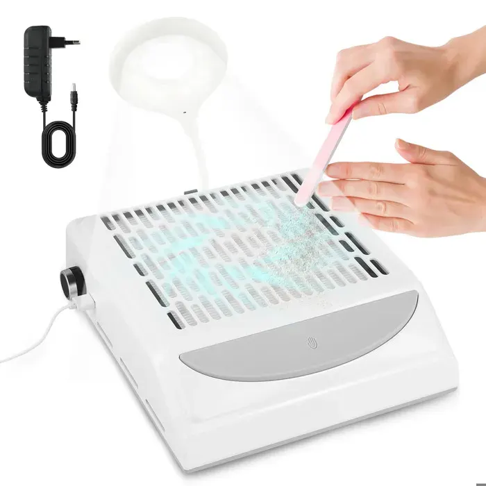 Aspirateur Ongles Professionnelle 100WUsb InterfaceAvec Led LampeAspiration RéglableFiltre RéutilisableAspirateur Ongles