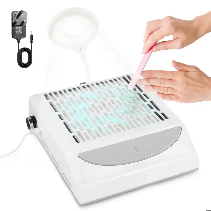 Aspirateur Ongles Professionnelle 80W Aspirateur Ongle avec Filtre Et 2 Sacs De Collecte De Poussière Aspirateur De Table