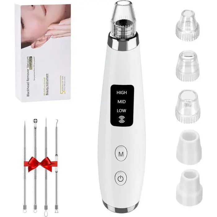 Aspirateur Point Noir 3 Modes Extracteur Point Noir avec 5 Embouts Remplaçables et 4 Sondes Rechargeable par USB Ex ASPIRATEUR AUTO