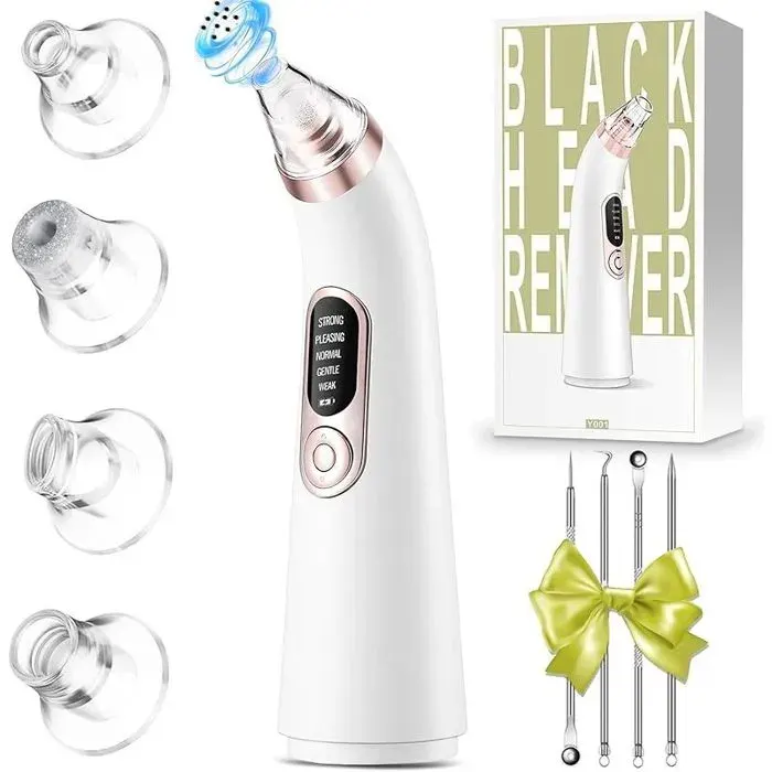 Aspirateur Point Noir - 5 Modes avec 4 Têtes Interchangeables Aspirateur Points Noirs Professionnel Visage pour Nettoyage des Por