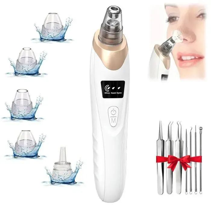 Aspirateur Point Noir Extracteur Aspirateur Point Noir Comédons Nettoyage des Pores Purateur 5 Sondes 5 Modes dextraction des