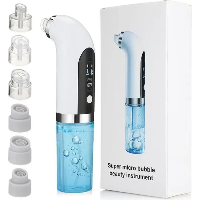 Aspirateur Point Noir - Hydrodermabrasion - Rechargeable USB - 65KPA - Autonomie 20 min - ABS Blanc