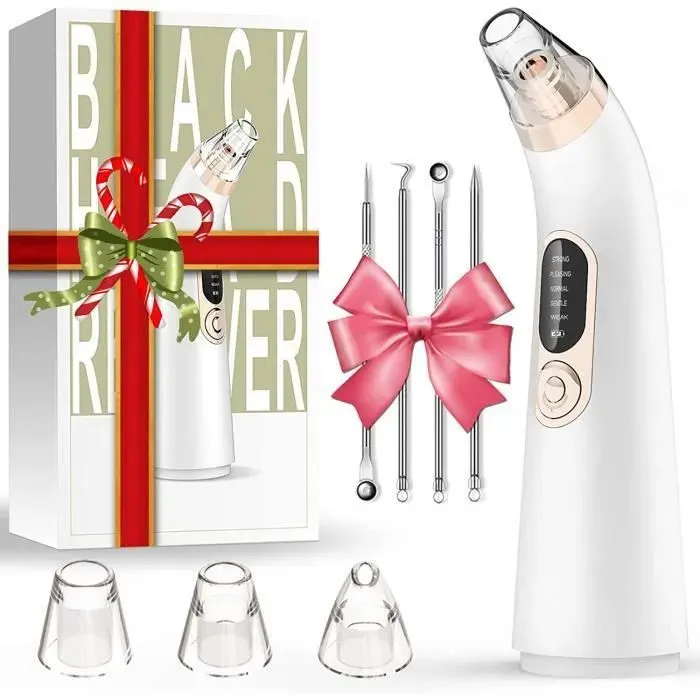 Aspirateur Point Noir Visage Professionnel Rechargeable USB avec 5 Modes 3 Têtes pour éliminer Les Blackheads Boutons Graisse