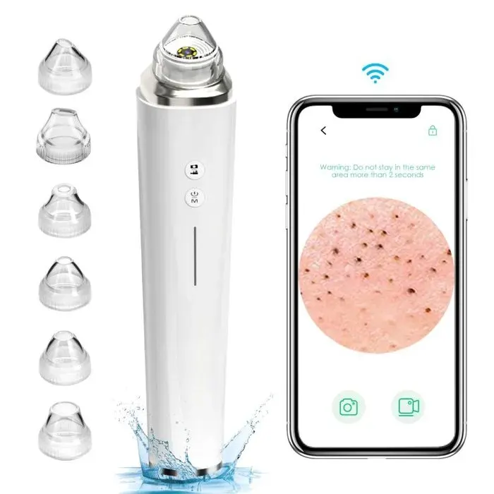 Aspirateur Point NoirNettoyant Pour Pores Du Visage Visible WIFI Amélioré Avec Caméra à Boutons Avec 6 Têtes daspiration Outil
