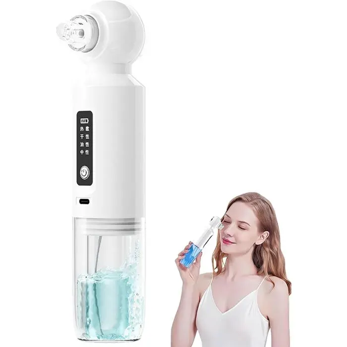 Aspirateur Points Noirs Visage Eau Microbulles 6 Embouts Succion Réglable Rechargeable Soin Peau Électrique 1 Pièce