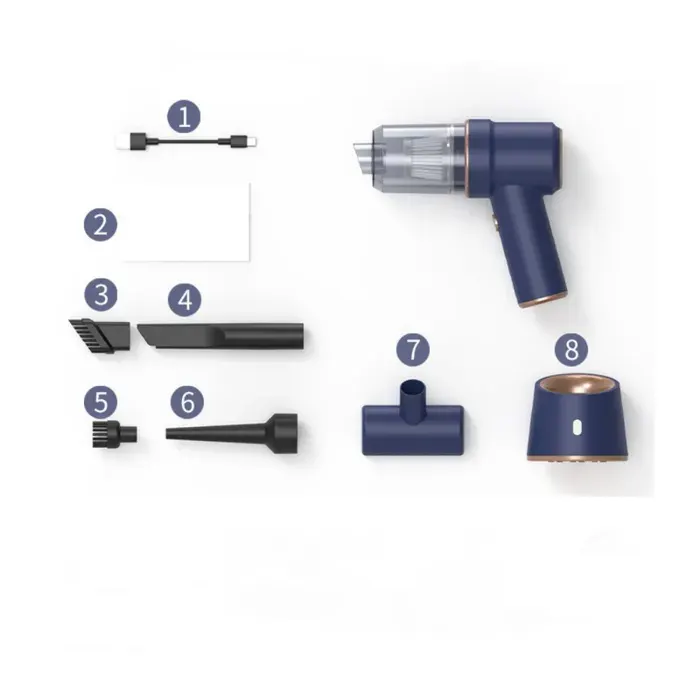 Aspirateur portable puissant rechargeable conception ergonomique bleu