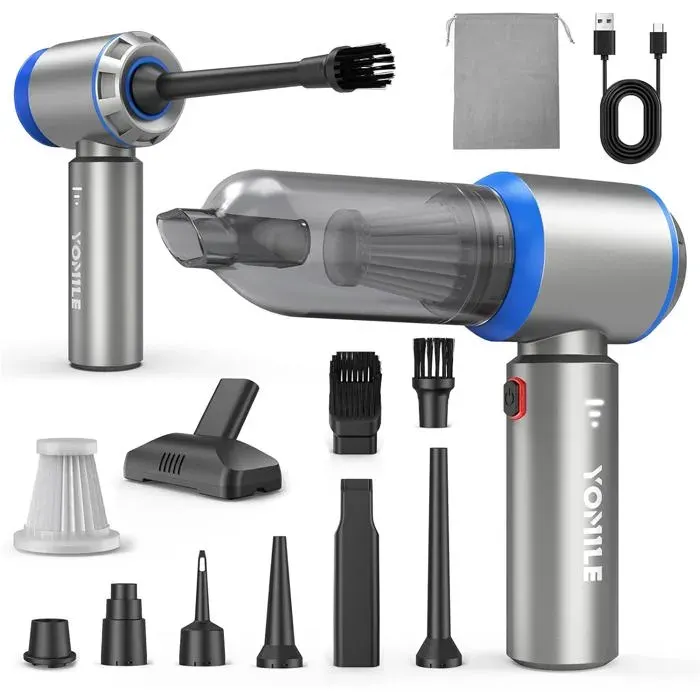 Aspirateur portable sans fil - 25000Pa puissance daspiration - 3 vitesses réglables - Moteur sans balais