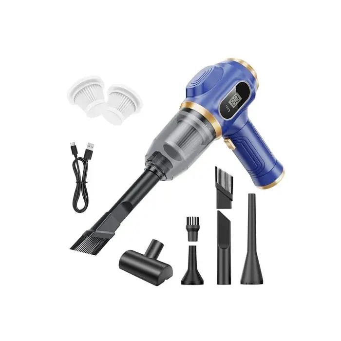 Aspirateur portable - SCSTARTX - Mini - Écran LCD - Batterie 2000 mAh (15–30 min) - Multi‑buses & soufflage — coloris Bleu