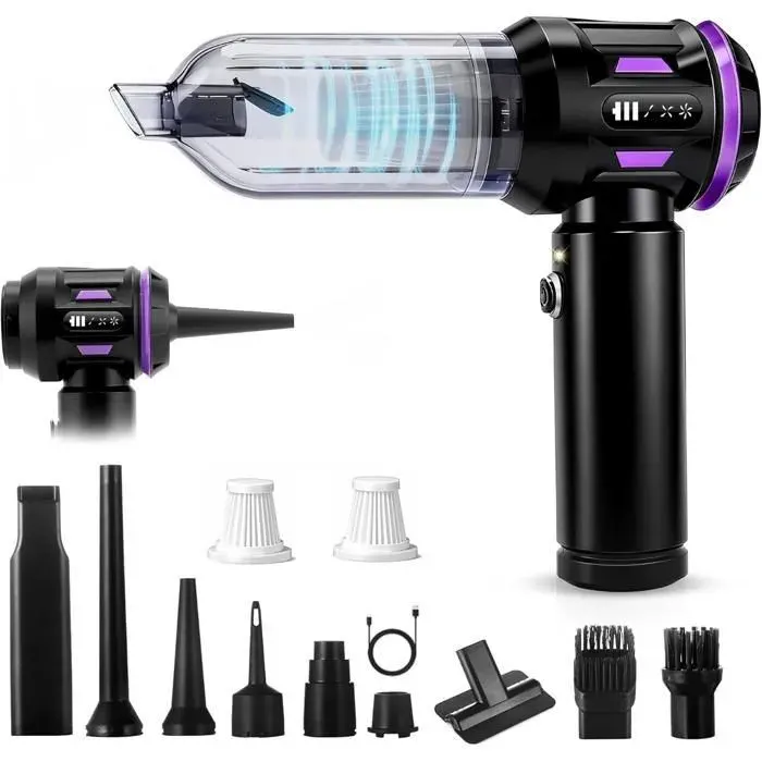 Aspirateur portatif sans fil - NETTLIFE - 4-en-1 - 17 000 Pa - Moteur sans balais - 3 vitesses — coloris Noir