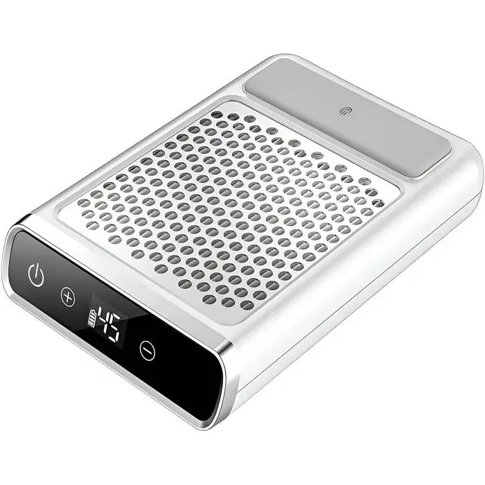 Aspirateur pour manucure écran LED puissance daspiration élevée 6000 mAh rechargeable conception ergonomique portable blanc