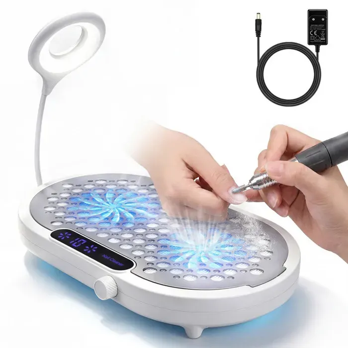Aspirateur pour Ongles Puissant45000 Tr/MinAvec Filtre Réutilisable10 Niveaux DAspiration2 Moteurs Turbo Silencieux